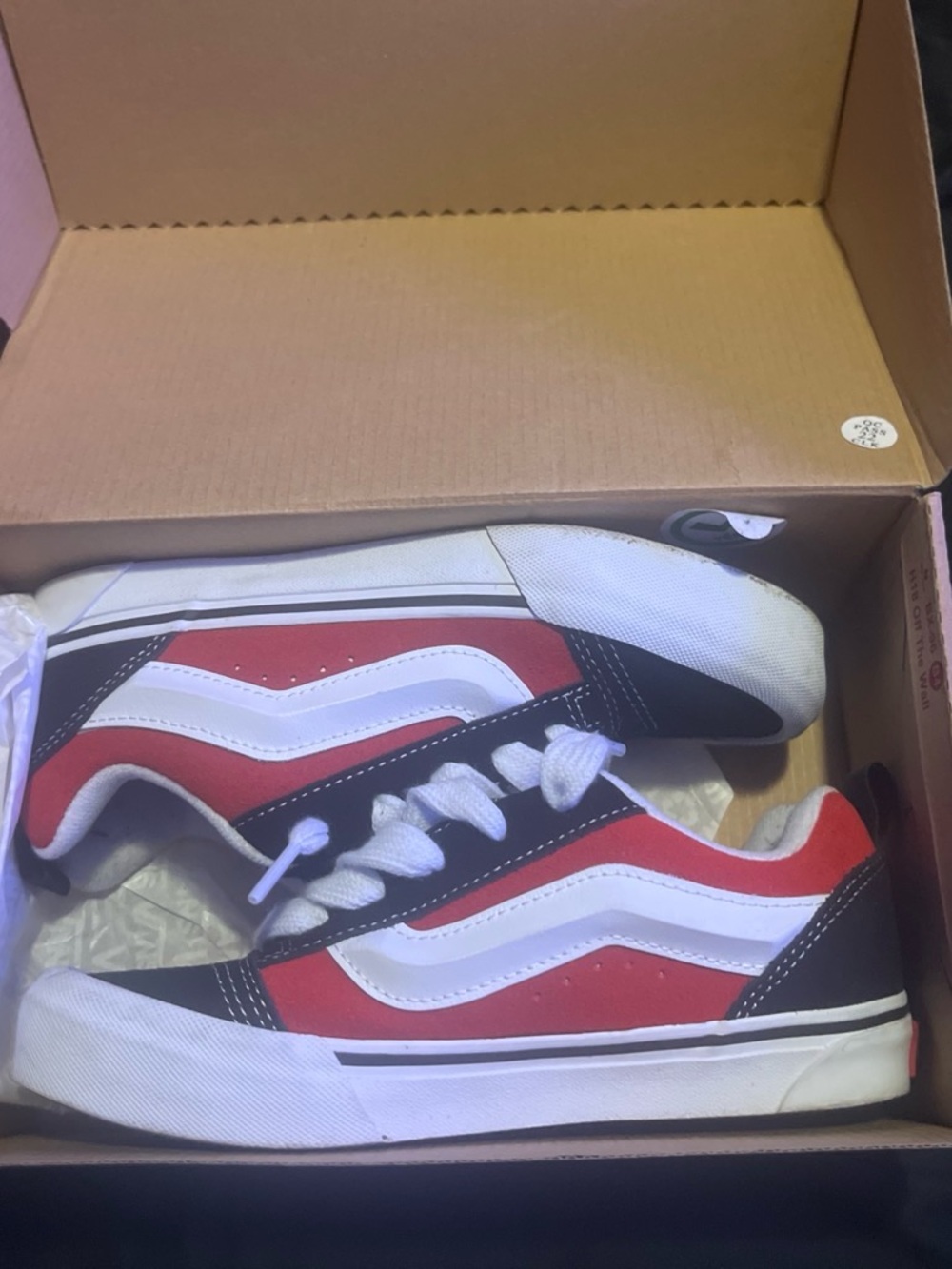 Vans Red Black White Old Skool Kids Sneakers